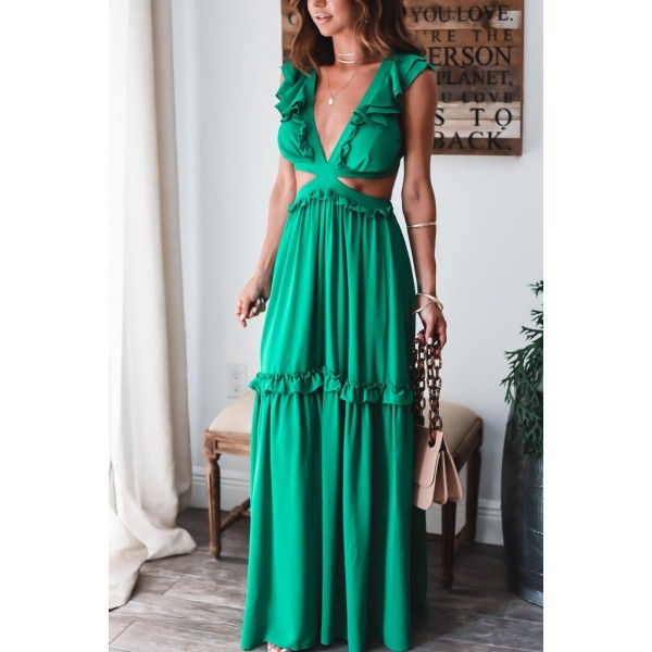 Sexy Plain Sleeveless Maxi Dress