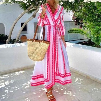 Sweet Print Long Sleeve Maxi Dress