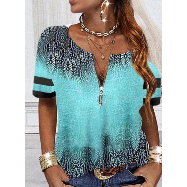 Chic Print Short Sleeve Top