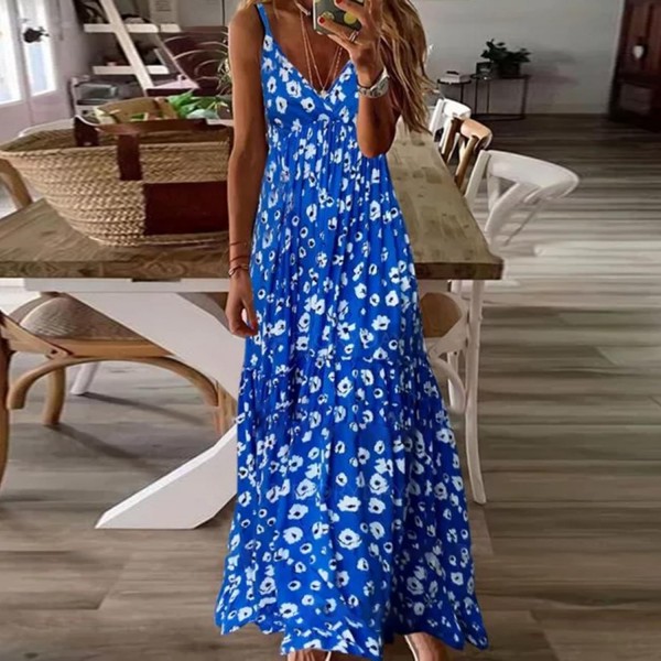 Glamorous V-Neck Sleeveless Maxi Dress